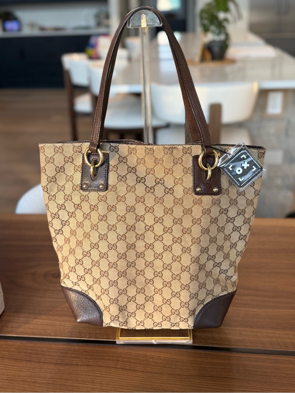 Authentic Gucci Sukey GG Canvas Tote Brown Leather Shoulder Bag - Picture 2 of 12